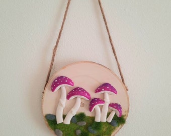 Purple Enchanted Mushroom Wall Hanging