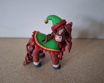 Polymer Clay Christmas Horse Dressed As An Elf