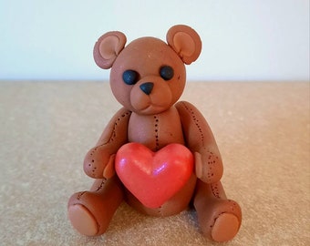 Polymer Clay Valentine Bear With Heart