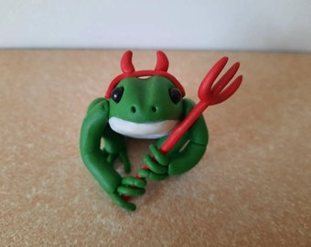 Polymer Clay Frog, Halloween Devil Frog Model