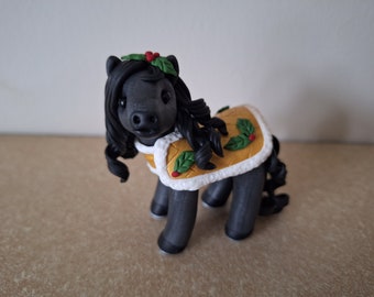 Black Polymer Clay Christmas Pony