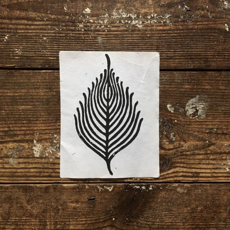 Skeleton Leaf Print Indian Handmade Paper Art Print Ethical Gift Lino Woodcut Print