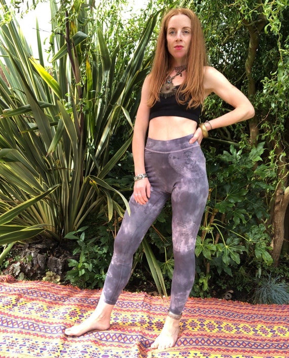 Radiant Earth Ethical Leggings / Tie Dye Womens Yoga Pilates Leggings /  Super Soft Organic Eco Friendly / Vegan Approved / Blue Black Tones 