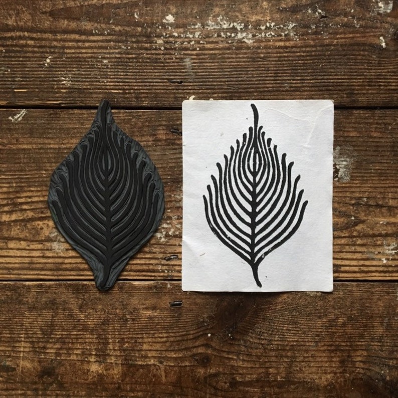 Skeleton Leaf Print Indian Handmade Paper Art Print Ethical Gift Lino Woodcut Print