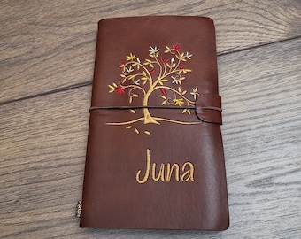 Notizbuch A5 aus Leder, Tagebuch aus Leder, Tagebuch mit Namen, Geburtstagsgeschenk personalisiert, Weihnachtsgeschenk individuell mit Namen