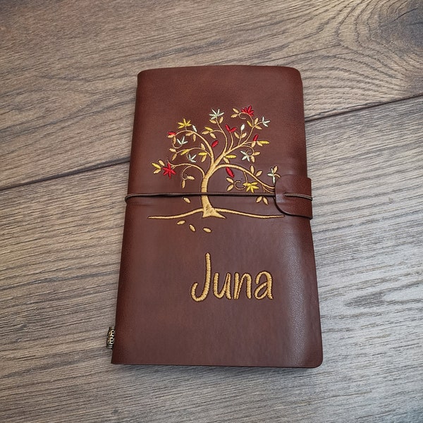 Notizbuch A5 aus Leder, Tagebuch aus Leder, Tagebuch mit Namen, Geburtstagsgeschenk personalisiert, Weihnachtsgeschenk individuell mit Namen