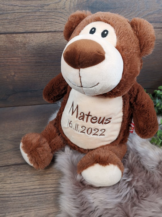 Personalizable Teddy Bear With Name Embroidery Individually Embroidered Cuddly Toy for Many Occasions Such as Baptism Birthday Christmas Etsy UK