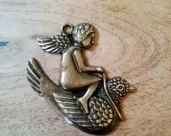 large baroque pendant Angel and bird