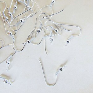 50 light silver hook holders for light silver-colored metal earrings image 2