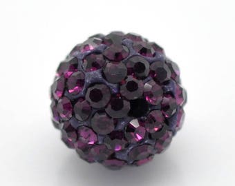 set of 2 Crystal rhinestone 10 mm dark purple beads