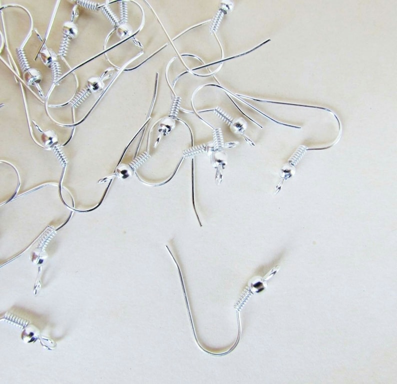 50 light silver hook holders for light silver-colored metal earrings image 1