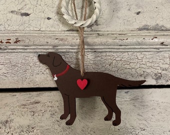 Chocolate Labrador hanging decoration, Labrador gifts, Labrador memorial gift, personalised