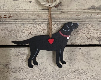 Personalised Black Labrador Hanging Decoration, Dog Memorial Gift