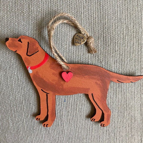 Fox Red Labrador hanging decoration, Labrador gifts, Labrador memorial gift, personalised