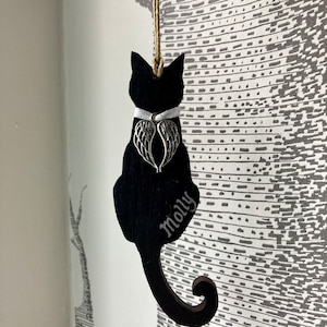 Cat memorial personalised, wooden hanging ornament, cat momento.