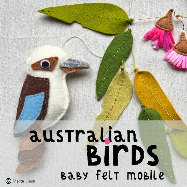 Australian birds baby felt mobile