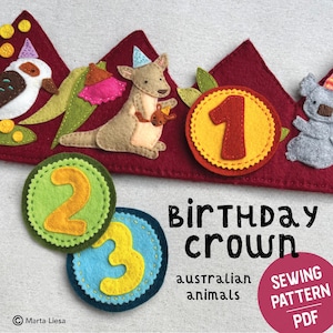 Corona de fieltro de cumpleaños (patrón digital)