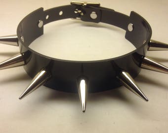 Black PVC Spiked Collar