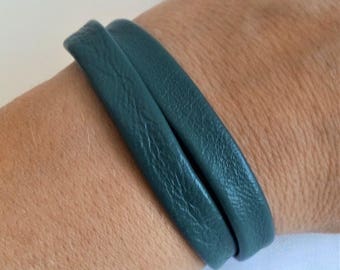 Grüne Lamm Leder double Armband FIR, Verschluss magnet