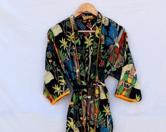 Black Royal Cotton Frida Sleepwear robes Nightdress Kimono Bathkimono Indian Long short kimono Hippie Womens Night Gown coverup Delivery