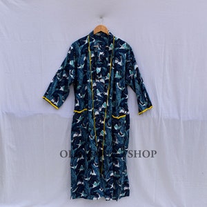 Royal stylish Cotton Bird Sleepwear robes Nightdress Kimono Bathkimono Indian Long short kimono Hippie Womens Night Gown coverup Delivery