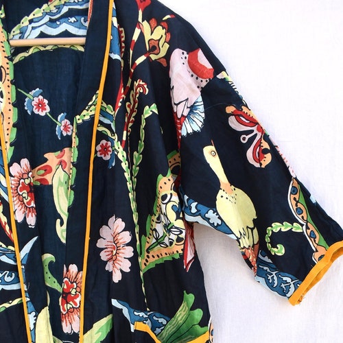 100 Cotton Indian White Beach Kimono Robe kimono Robecotton Etsy