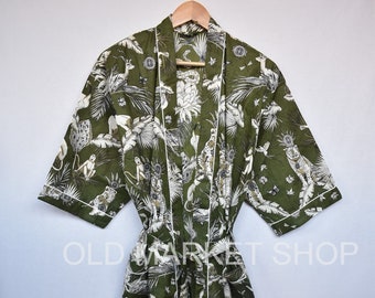 Green world women men Cotton Sleepwear robes Nightdress Kimono Bathkimono Indian Long short kimono Hippie Womens Night Gown coverup Delivery