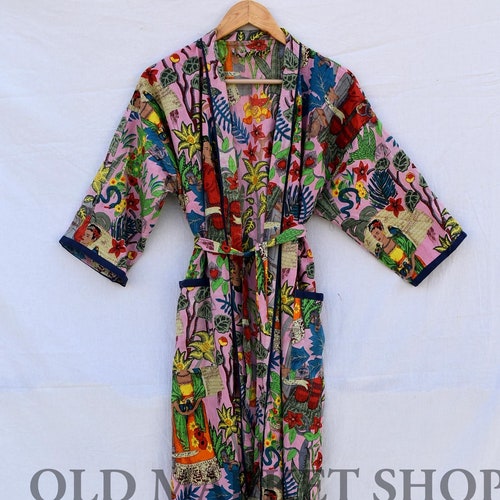 Robes Lightweight Pure Cotton Kimono Robe Ladies Night Gown - Etsy