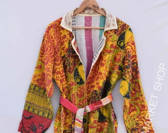 Kantha Jacket,Block Print, Quilted Jacket,Boho Wear,Kantha Coat,Handmade,Vintage Coat,Festival Fashion,Ladies Winter Jacket Reversible 7