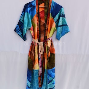 Upcycled Sari Kimono. Sari Kimono. Kaftan Top. Kimono Jacket. Kimono Sleeves. Kimono Robe. Boho Kimono. Vintage Kimono. Silk Kimono. Indian