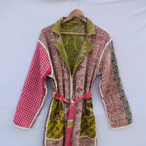 Kantha Jacket,Block Print, Quilted Jacket,Boho Wear,Kantha Coat,Handmade,Vintage Coat,Festival Fashion,Ladies Winter Jacket Reversible 23