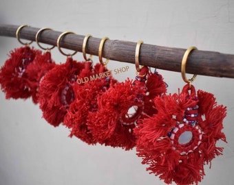 Cowrie Shell Tassel,Decortive Banjara Kutchi,Banjara Handmade Decoration Tassels,Mirror pom p Ethnic Bohemian tassel, keychain zippers charm