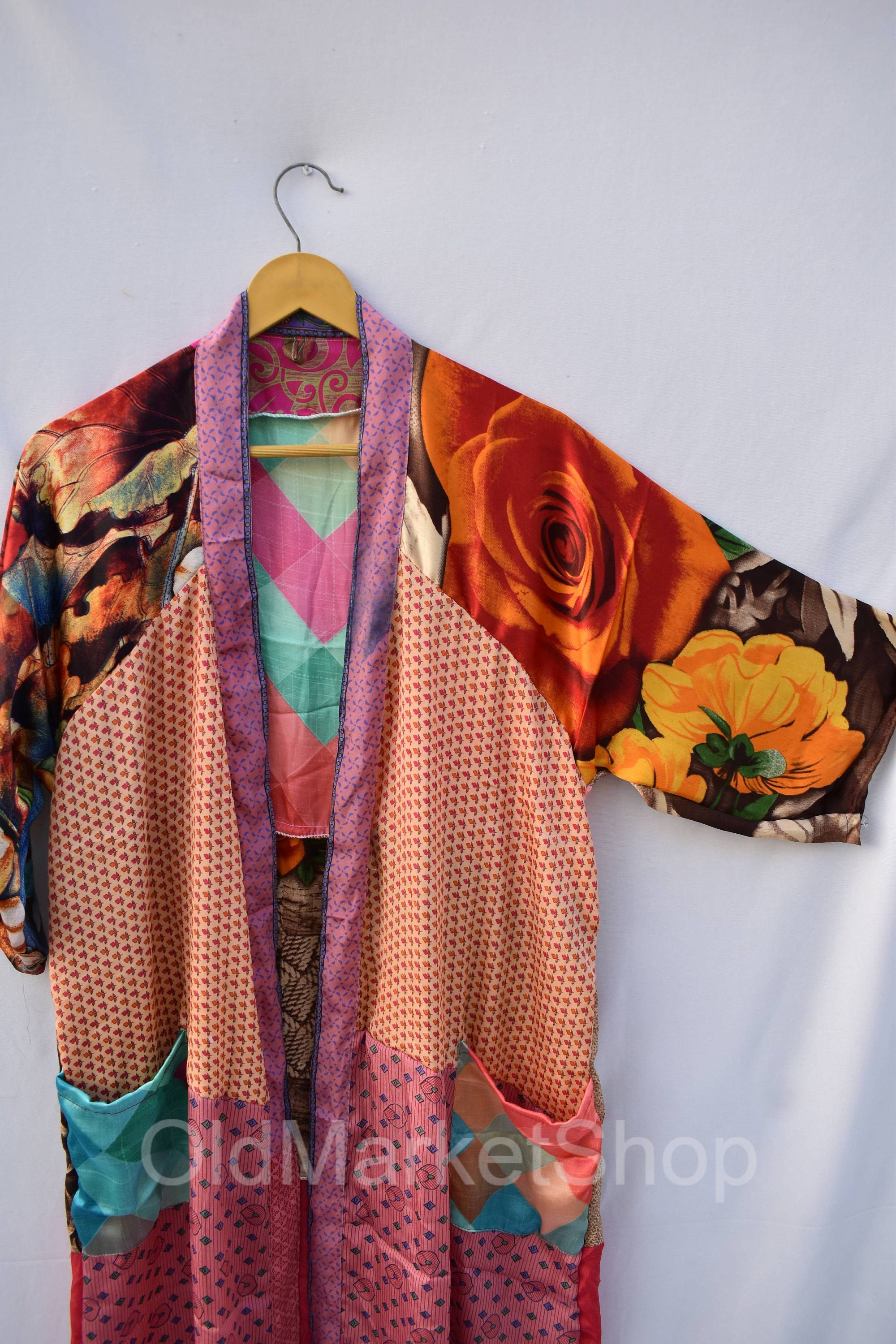Bridal Kimono Dress Sari Fabric Kimono Jacket Oriental Robe | Etsy