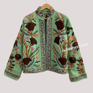 Suzani embroidery women men Kantha Floral Jackets Kantha Vintage handmade Jackets Coat Designer kimono jackets for girls boho bomber gifts