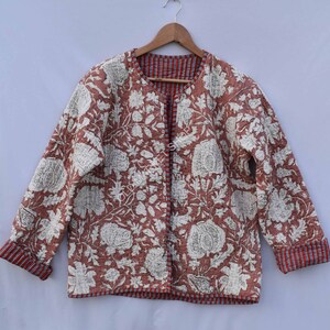 HandMade patchwork Cotton Quilted Reversible Jacket Women Wear Front Open Kimono Stripe piping Vintage Quilted Jacket ,Coats,Boho winter