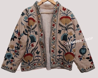 Chaquetas bordadas Suzani para hombres y mujeres, chaquetas florales Kantha, chaquetas vintage hechas a mano, abrigos, chaquetas kimono de diseñador para niñas, regalos estilo bomber bohemio.