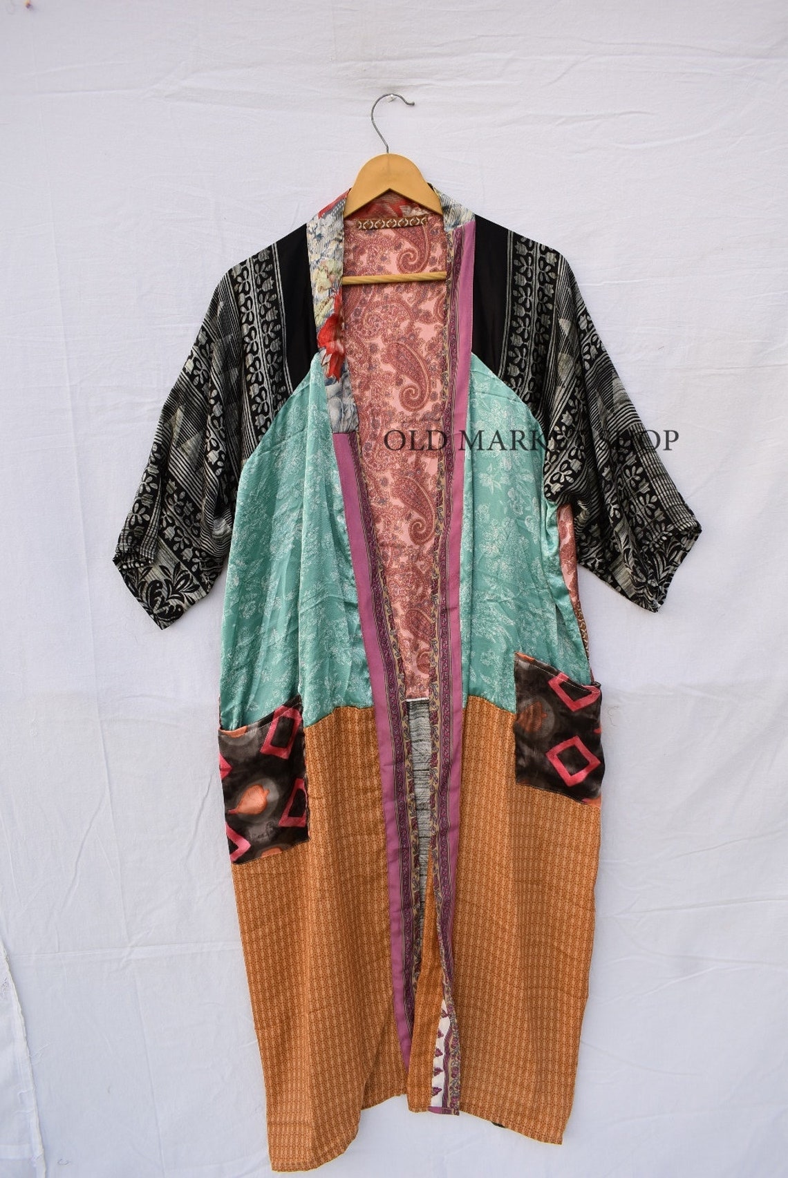 Patchwork bridal kimono dress sari fabric kimono oriental | Etsy