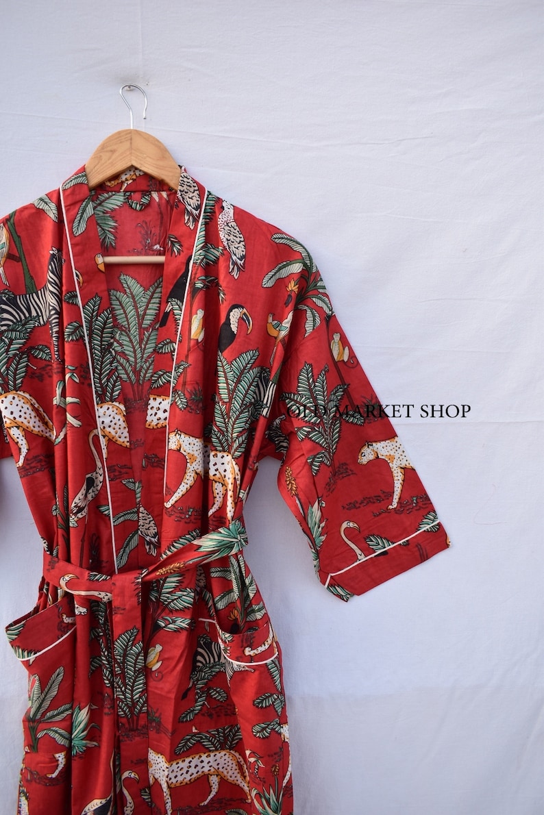 Green 100 Cotton Indian Beach Kimono Robe kimono Robecotton Etsy