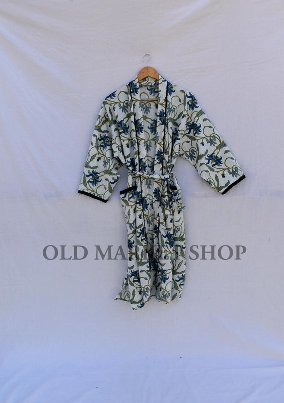 Royal stylish Cotton Bird Sleepwear robes Nightdress Kimono Bathkimono Indian Long short kimono Hippie Womens Night Gown coverup Delivery