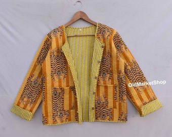 Cotton quilted reversible fashion jacket coat Floral kantha women girls jacket winter summer bohemian long short coat boho bridesmaid gift