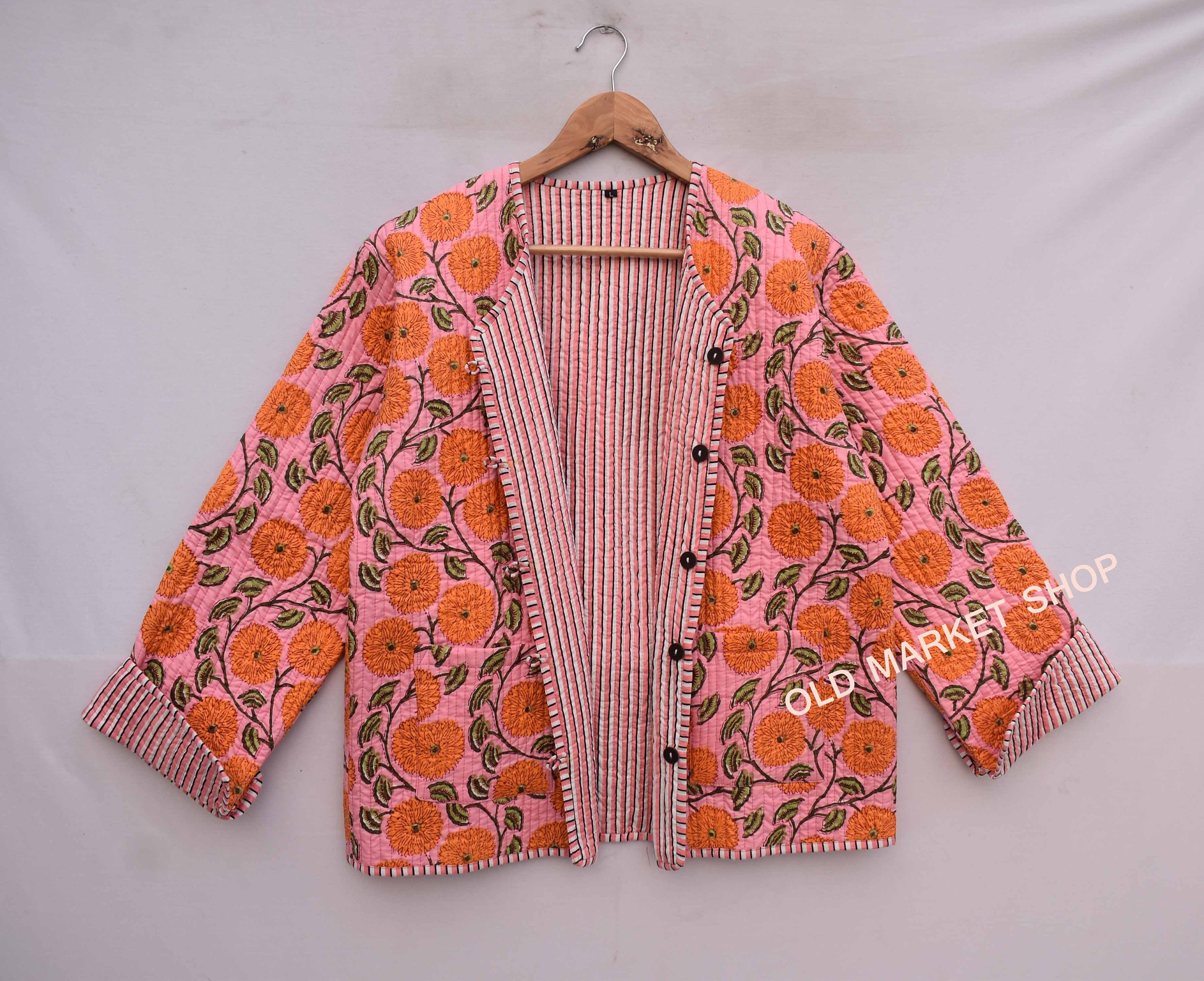 ジャケット・アウター vintage ethnic reversible cotton jacket Indian Butterfly Printed Cotton Quilted Jacket Vintage