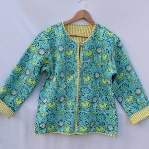 Women floral Jackets quilted REVERSIBLE handmade Kantha Vintage Jackets Coat wintet jackets for girls women gift for her blockprint short