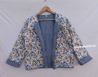 Cotton quilted reversible fashion jacket coat Floral kantha women girls jacket winter summer bohemian long short coat boho bridesmaid gift