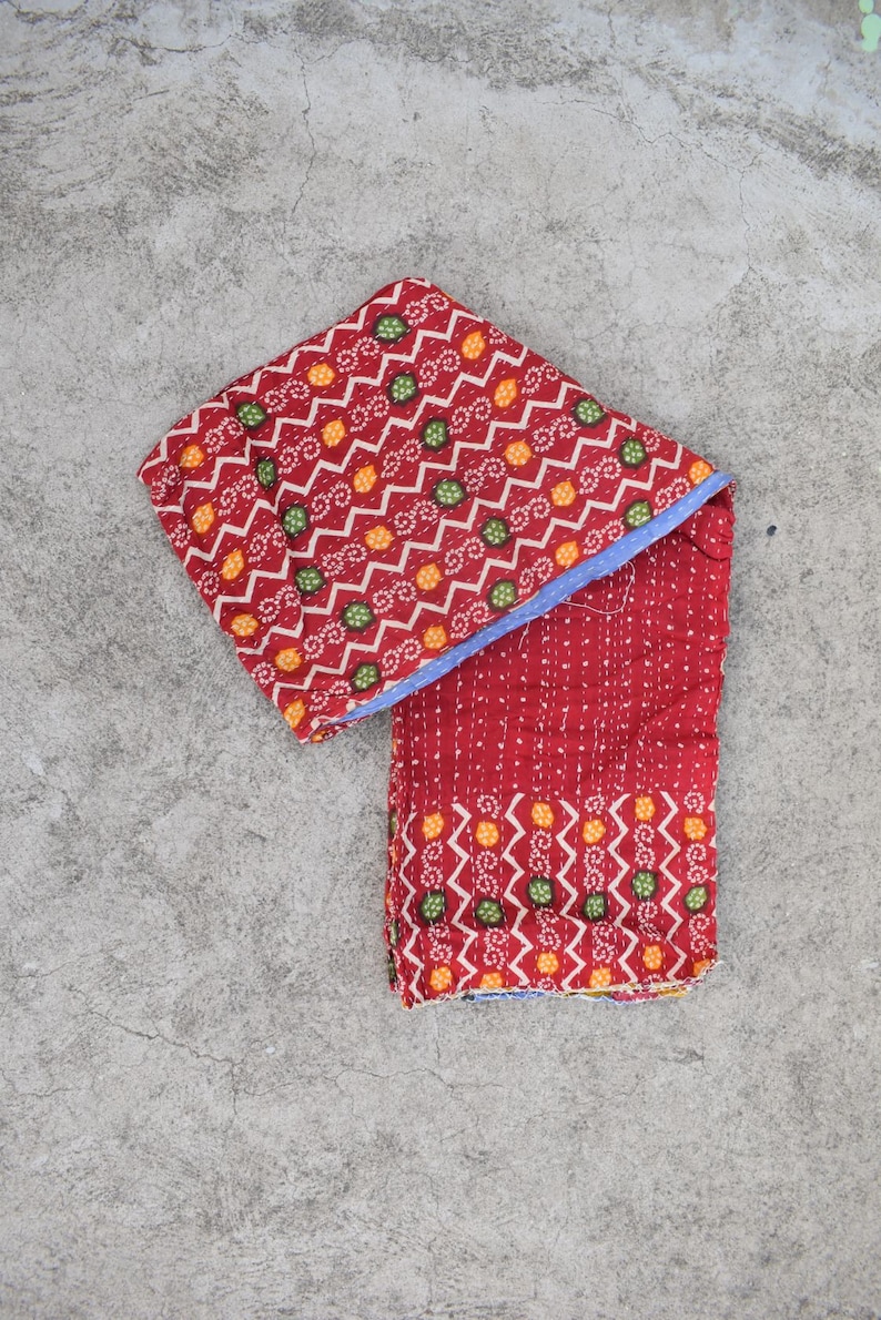 Handmade Cotton Vintage Kantha Quilt,bohemian Kantha Quilt