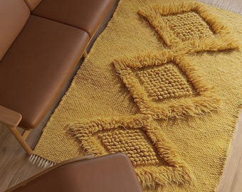 Dywan wełniany tkany ręcznie | Tradycyjne techniki tkackie Karpat | Dostępne w niestandardowym rozmiarze i kolorze