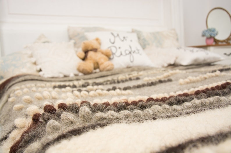 Queen Size Bedspread, Coverlet Wool Blanket, Woven Blanket, Bed Spread