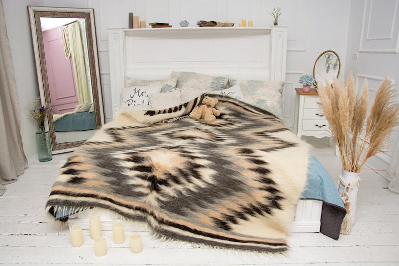 Wool Throw Wool Blanket Queen Size Bedspread California Etsy