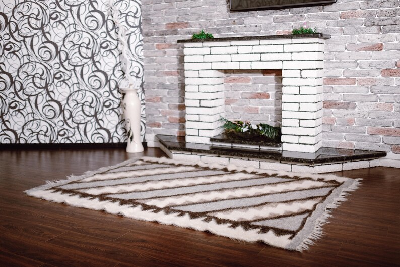 Wool Rug Floor Rugs Modern Design Rugs Living Room Rug Wool Etsy