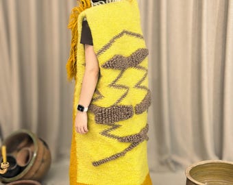 Ukraińska tkana wełniana kamizelka - ręcznie robiona ciepła kamizelka z filcu