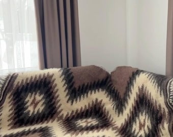 Ręcznie robiony koc ze 100% wełny owczej/koc huculski